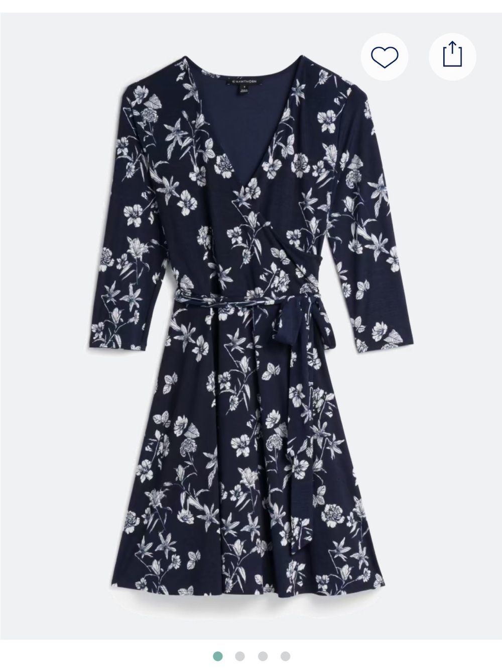 41 Hawthorn Navy Floral Wrap Dress with White Print